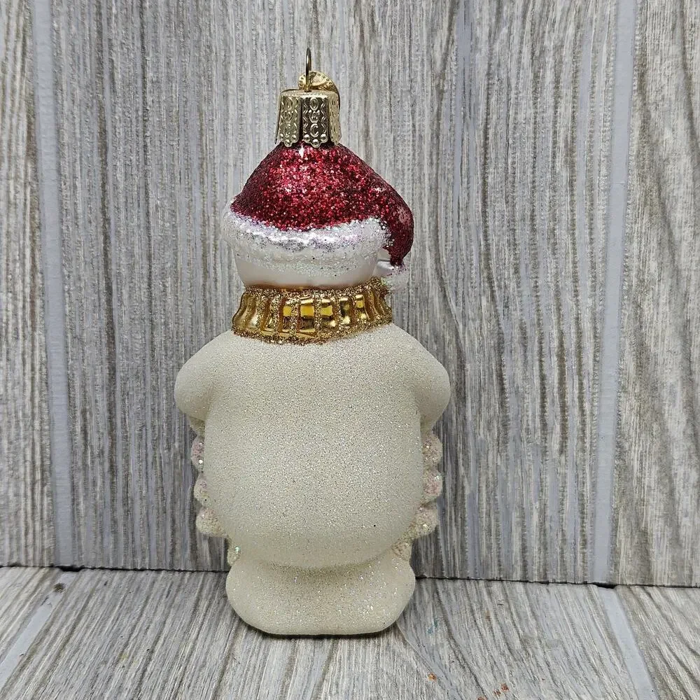 OWC Snowman‎ Glass Ornament Glitter Happy Holidays Christmas Decor Collectible